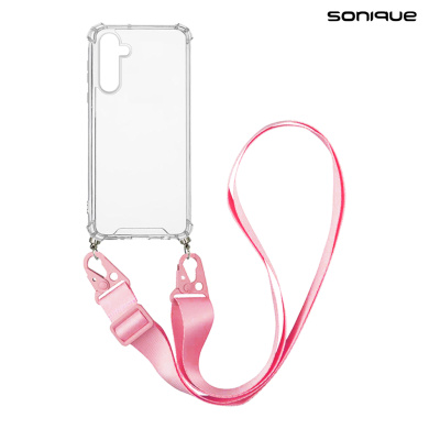 Θήκη Σιλικόνης με Strap Sonique Armor Clear Samsung Galaxy A35 5G Ροζ
