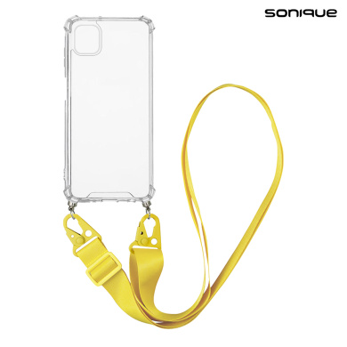Θήκη Σιλικόνης με Strap Sonique Armor Clear Samsung Galaxy M13 4G Κίτρινο