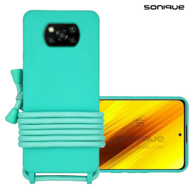 Θήκη Σιλικόνης με Κορδόνι CarryHang Sonique Xiaomi Poco X3 NFC / Poco X3 Pro Γαλάζιο