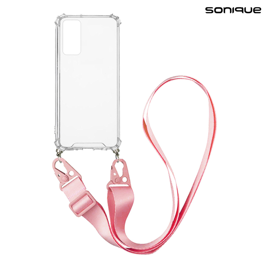 Θήκη Σιλικόνης με Strap Sonique Armor Clear Samsung Galaxy M14 5G Ροζ