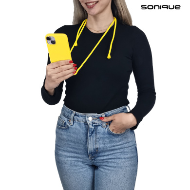 Θήκη Σιλικόνης με Κορδόνι CarryHang Sonique Samsung Galaxy A34 5G Κίτρινο