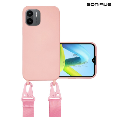 Θήκη Σιλικόνης με Strap CarryHang Sonique Xiaomi Redmi A1 / Redmi A2 Ροζ
