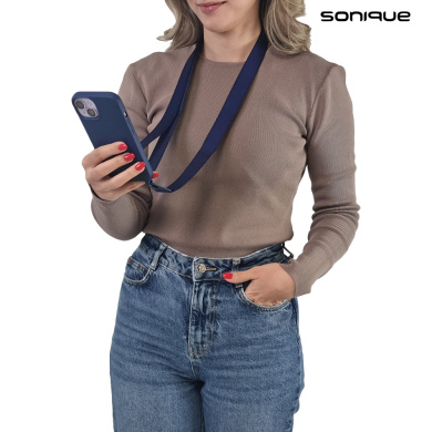 Θήκη Σιλικόνης με Strap CarryHang Sonique Samsung Galaxy S23 FE Μπλε Σκούρο