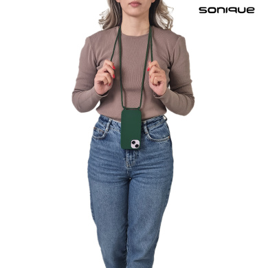 Θήκη Σιλικόνης με Κορδόνι CarryHang Sonique Xiaomi Poco F5 Pro 5G Πράσινο Σκούρο