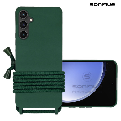 Θήκη Σιλικόνης με Κορδόνι CarryHang Sonique Samsung Galaxy S23 FE Πράσινο Σκούρο