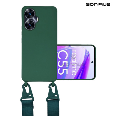 Θήκη Σιλικόνης με Strap CarryHang Sonique Realme C55 Πράσινο Σκούρο
