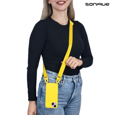 Θήκη Σιλικόνης με Strap CarryHang Sonique Apple iPhone 15 Pro Κίτρινο