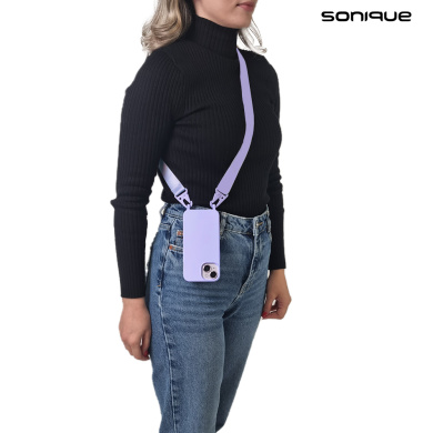 Θήκη Σιλικόνης με Strap CarryHang Sonique Apple iPhone 15 Pro Max Λιλά