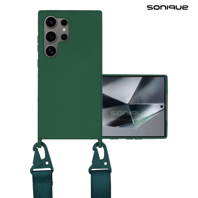 Θήκη Σιλικόνης με Strap CarryHang Sonique Samsung Galaxy S24 Ultra Πράσινο Σκούρο