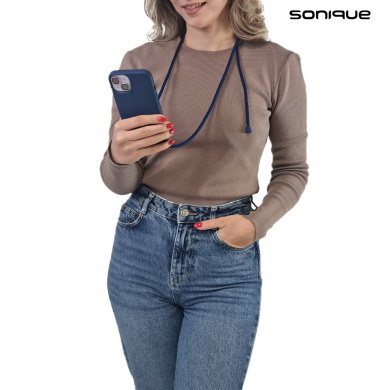 Θήκη Σιλικόνης με Κορδόνι CarryHang Sonique Apple iPhone 15 Pro Μπλε Σκούρο