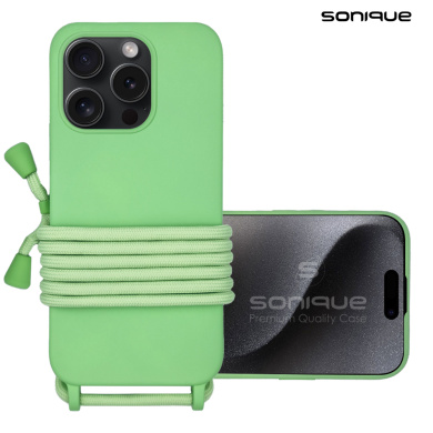 Θήκη Σιλικόνης με Κορδόνι CarryHang Sonique Apple iPhone 15 Pro Πράσινο Ανοιχτό