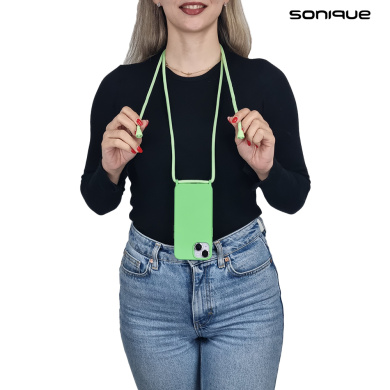 Θήκη Σιλικόνης με Κορδόνι CarryHang Sonique Apple iPhone 15 Pro Πράσινο Ανοιχτό
