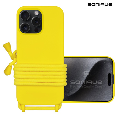 Θήκη Σιλικόνης με Κορδόνι CarryHang Sonique Apple iPhone 15 Pro Max Κίτρινο