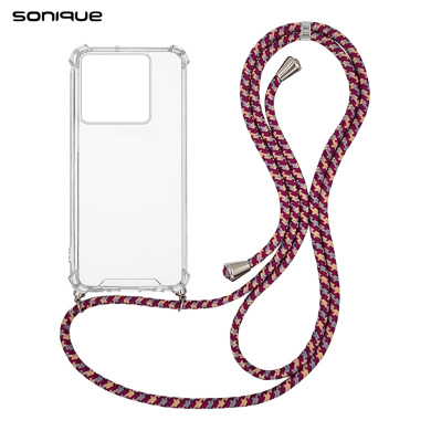 Θήκη Σιλικόνης με Κορδόνι Sonique Armor Clear Xiaomi Redmi Note 13 5G Rainbow Μπορντό