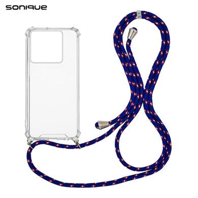 Θήκη Σιλικόνης με Κορδόνι Sonique Armor Clear Xiaomi Redmi Note 13 Pro 5G / Poco X6 5G Rainbow Μπλε